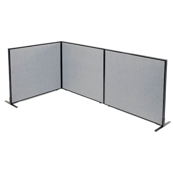 Interion By Global Industrial Interion Freestanding 3-Panel Corner Room Divider, 48-1/4inW x 42inH Panels, Gray 695052GY - main